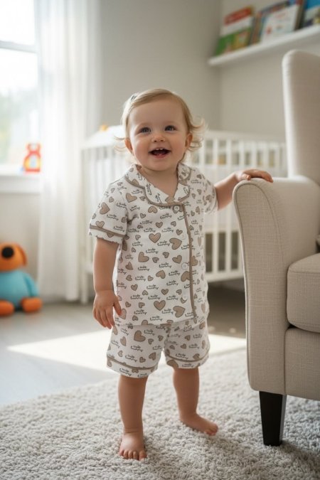 طقم  cute ❤️ ابيض وقلب بيج