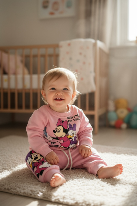 طقم  باللون الوردي الطفولي