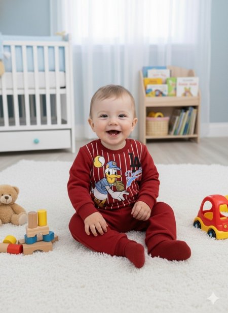 طقم باللون الأحمر الظريف